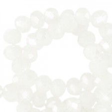 Faceted glass beads 8x6mm disc Crystal-pearl shine coating